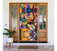 Coperture decorative per porte con volti musicali astratti, decorazioni per interni ed esterni, primavera/estate/autunno/inverno, decorazioni natalizie di Halloween