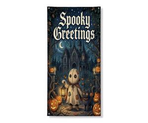 Coperture decorative per porte con zucche, fantasioso gatto gotico casa stregata, Halloween, nero, con corda per porta d'ingresso, decorazione per la casa, per portico, ingresso, interni ed esterni