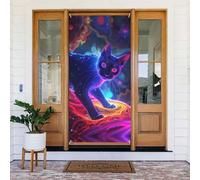 Coperture decorative per porte da viaggio psichedelico con gatto cosmico, decorazioni per interni ed esterni, decorazioni natalizie per Halloween, primavera/estate/autunno/inverno
