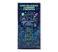 Coperture decorative per porte del computer, robot tecnologiche futuristiche con razzo ritorno al campus, nero, con corda, striscione per porta d'ingresso, decorazione per la casa, per pareti del