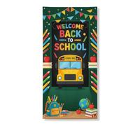 Coperture decorative per porte di autobus universitari, matite colorate educative mele per ritorno al campus giallo con corda da appendere, decorazione per la casa, per portico, patio, interni ed