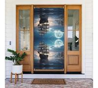 Coperture decorative per porte di barche a vela al chiaro di luna, decorazioni per interni ed esterni, primavera/estate/autunno/inverno, decorazioni natalizie di Halloween