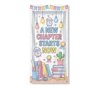 Coperture decorative per porte di libri, educative con orologi colorati, cactus primavera pesca con corda, striscione per porta d'ingresso, decorazione per la casa, per portico, porta, interni ed