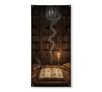 Coperture decorative per porte di libri, vintage, fantasiose, con penna d'oca autunnale, marrone con corda, decorazione per la casa, per portico, porta, parete, interni ed esterni, 91 x 182 cm