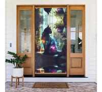 Coperture decorative per porte e finestre, motivo gatto cosmico, decorazioni per interni ed esterni, primavera/estate/autunno/inverno, decorazioni natalizie per Halloween