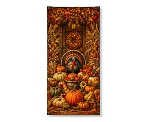 Coperture decorative per porte in Turchia, con zucche rustiche autunnali, girasole del Ringraziamento, arancione, con corda, striscione per porta d'ingresso, portico, feste interne ed esterne, 91 x