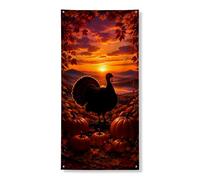 Coperture decorative per porte in Turchia, con zucche rustiche autunnali, tramonto del Ringraziamento, arancione, con corda, striscione per porta d'ingresso, portico, feste interne ed esterne, 91 x