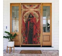 Coperture decorative per porte vintage con teschio di scettro con rose, decorazioni per interni ed esterni, primavera/estate/autunno/inverno, decorazioni natalizie di Halloween