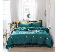 coperture del piumone King Size Letti Verdi Set Biancheria Piumino Copertura Trapunta per Lana a Foglio Piatto Cuscinetti Morbidi setosi da Calcio di in Seta Letto Matrimoniale kin Doppio Verde