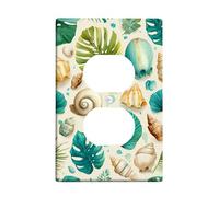 Coperture di copertura per interruttore della luce delle conchiglie costiere, Aqua Marine Seashell Accents per la decorazione della spiaggia, piastre da parete termoplastiche, presa singola duplex di