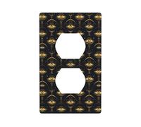Coperture di prese duplex, piastre da parete di dimensioni standard 1-Gang, copertura di presa con stampa astratta degli occhi dorati, copertura della presa elettrica decorativa