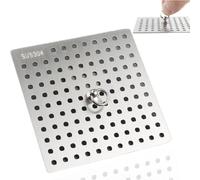 Coperture di scarico in acciaio inossidabile 304 con anello per maniglia, protezioni quadrate per scarico doccia, protezione per scarico, copertura a spirale, 1 pezzo (14 x 14 cm)