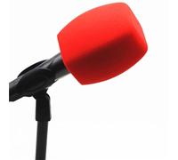 Coperture di schiuma per microfono, Confezione da 2 coperture for parabrezza in schiuma for microfono portatile for interviste broadcast, multicolore(Red)