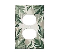Coperture duplex a forma di foglie, piastra da parete in plastica verde naturale moderna botanica primaverile verde dimensioni standard per prese elettriche per camera da letto, bagno, cucina