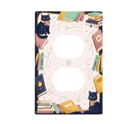 Coperture duplex a forma di gatto, accoglienti libri fantasiosi, sciarpa, autunno, in plastica, dimensioni standard, decorative, per camera da letto, bagno, cucina, ingresso