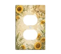 Coperture duplex a forma di girasole, piastra da parete, stile vintage rustico mughetti della valle, cappello di paglia estivo, in plastica, dimensioni standard, doppia presa di corrente, per casa