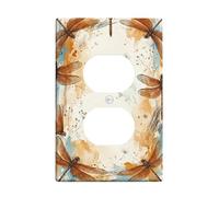 Coperture duplex a forma di libellula, per presa di corrente da parete, motivo floreale artistico estivo, in plastica, colore arancione, dimensioni standard, decorative, per camera da letto, bagno