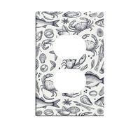 Coperture duplex a forma di pesce, piastra da parete con conchiglie di granchio nautiche marine estive in plastica blu dimensioni standard per prese elettriche per casa soggiorno nuovo appartamento