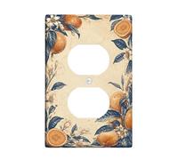 Coperture duplex arancioni da parete, stile vintage rustico con fiori e foglie, in plastica arancione, dimensioni standard, doppia presa di corrente, per nuovo appartamento, casa, camera da letto