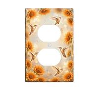 Coperture duplex con colibrì, copertura da parete, motivo floreale, girasole, farfalla, primavera, arancione, in plastica, dimensioni standard, decorative, per soggiorno, camera da letto, casa