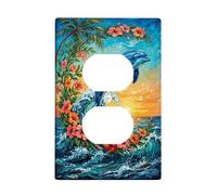 Coperture duplex con delfino, motivo floreale tropicale vibrante e onde, in plastica blu, dimensioni standard, decorative, per casa, soggiorno, nuovo appartamento