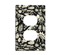 Coperture duplex con dinosauri, piastra da parete giocosa con scheletro naturale con foglie avventure, in plastica nera, dimensioni standard, per prese elettriche per casa, soggiorno, nuovo