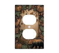 Coperture duplex con motivo animali della foresta rustica autunnale | Tema rustico del bosco, motivi del raccolto autunnale, struttura del grano del legno, stile di arredamento della cabina
