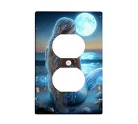 Coperture duplex da parete a forma di sirena, fantasiose lune, oceano, estate, blu, in plastica, dimensioni standard, per prese elettriche per casa, soggiorno, nuovo appartamento