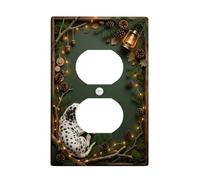 Coperture duplex da parete per bagno con cani, lanterna rustica invernale in plastica verde, dimensioni standard, per prese elettriche per casa, soggiorno, camera da letto, appartamento, decorazione