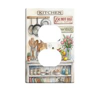 Coperture duplex da parete per cucina, stile rustico, vintage, fiori, frutta, primavera, plastica pastello, dimensioni standard, doppia presa di corrente, piastra di copertura per nuovo appartamento