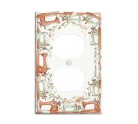 Coperture duplex da parete per macchina da cucire, stile vintage, rustico, floreale, in plastica verde pastello, dimensioni standard, per prese elettriche per appartamento, casa, camera da letto