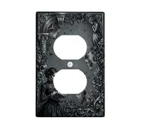 Coperture duplex da parete, stile gotico romantico con ragnatela di ragnatela, in plastica nera, dimensioni standard, per prese elettriche, camera da letto, bagno, cucina, ingresso