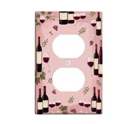 Coperture duplex per bottiglie di vino, piastra da parete rustica chic per bicchieri da vino uva autunno pesca plastica piastre da parete per prese elettriche per camera da letto, bagno, cucina