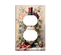 Coperture duplex per bottiglie di vino, piastra da parete, vintage rustica fiore uva autunno rosso plastica dimensioni standard doppia presa di corrente piastra di copertura per soggiorno, camera da