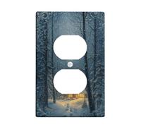 Coperture duplex per cabine, piastra da parete, paesaggio invernale con alberi di neve, in plastica blu, dimensioni standard, per prese elettriche per casa, soggiorno, nuovo appartamento, decorazione