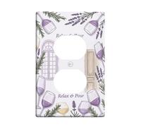 Coperture duplex per calici da vino, stile rustico, chic, con finestra color lavanda, in plastica viola estiva, dimensioni standard, doppia presa di corrente, per casa, soggiorno, camera da letto