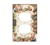 Coperture duplex per cucina con maiali, piastra da parete, ciotola rustica per frusta in plastica beige, dimensioni standard, doppia presa di corrente, per casa, soggiorno, nuovo appartamento