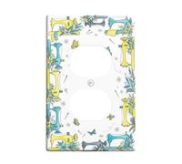 Coperture duplex per macchina da cucire, piastra da parete vintage con farfalla e fiore, nessuna plastica gialla, piastre da parete di dimensioni standard per prese elettriche per casa, soggiorno