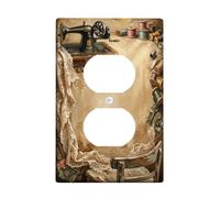Coperture duplex per presa di corrente per macchina da cucire, stile vintage rustico, bottoni N/a in plastica marrone, dimensioni standard, piastre da parete per prese elettriche per camera da letto