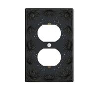 Coperture duplex per presa di corrente, piastra da parete, stile bohémien, artistico, a mezzaluna, in plastica nera, dimensioni standard, doppia presa di corrente, per nuovo appartamento, casa, camera