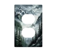 Coperture duplex per prese di corrente con montagne, copertura per presa di corrente doppia, con natura, foreste panoramiche, nuvole, in plastica verde, dimensioni standard, per casa, soggiorno, nuovo
