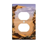 Coperture duplex per prese elettriche con dune di sabbia, realistiche cactus paesaggi desertici estivi, beige, in plastica, dimensioni standard, per soggiorno, camera da letto, casa, ufficio
