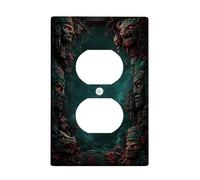Coperture duplex per prese elettriche con volti e simboli Maya antichi teschi Maya, nessuno verde scuro, in plastica, dimensioni standard, per prese elettriche per casa, soggiorno, camera da letto