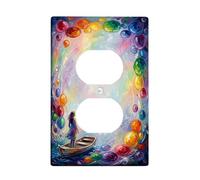 Coperture duplex per prese elettriche, impressionismo, astratto, barca, figura nessuno multicolore, in plastica, dimensioni standard, per prese elettriche per camera da letto, bagno, cucina, ingresso
