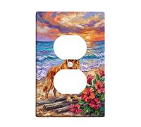 Coperture duplex per prese elettriche, motivo natura, tramonto tropicale, oceano, estate, arancione, in plastica, dimensioni standard, per casa, soggiorno, camera da letto, bagno, decorazione