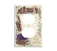 Coperture duplex per prese elettriche per libri, placca da parete, motivo fiori di gatto fantasiosi letterari, viola, in plastica, dimensioni standard, per prese elettriche per casa, soggiorno, nuovo