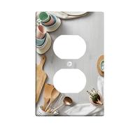 Coperture duplex per utensili da cucina, piatti moderni e rustici per utensili da cucina, in plastica neutra, dimensioni standard, doppia presa di corrente, per camera da letto, bagno, cucina