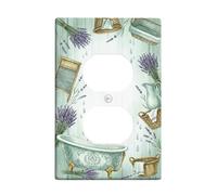 Coperture duplex per vasca da bagno, piastra da parete, rustica vintage lavanda, in plastica verde primavera, dimensioni standard, doppia presa di corrente, per soggiorno, camera da letto, casa