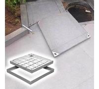 Coperture e cornici quadrate in metallo, coperchio di ispezione a terra resistente per cortili, passerelle e marciapiedi, copertura di scarico da 86 x 86 cm, per seminterrati e soluzioni settiche