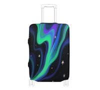 Coperture elastiche per bagagli Anti graffio copre per valigie accessorio da viaggio Fit 18-32 Inch Bagagli, Verde aurora nero notte, L 26-28 in